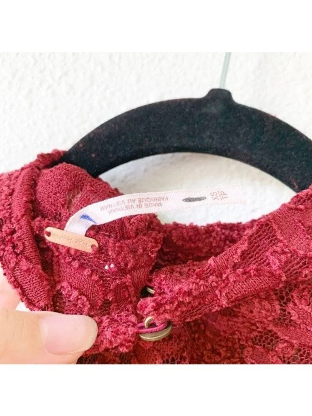Free People Sweet Talker Maroon Lace Blouse Women's X-Small XS